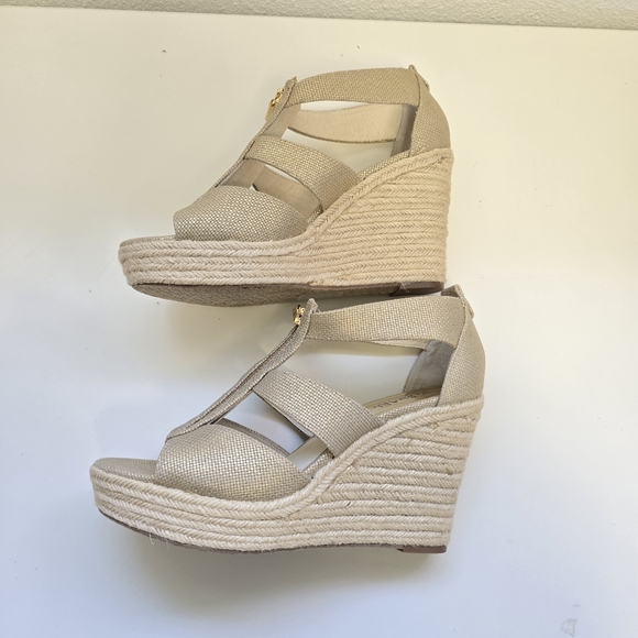 NWOT Michael Kors Damita Espadrille Wedge Platform Open Toe Shoes Size 10 - Picture 6 of 13